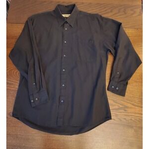 Bachrach Fine Dress Shirt Mens Black Size M Korea Made Chest Pocket + Pen Pocket